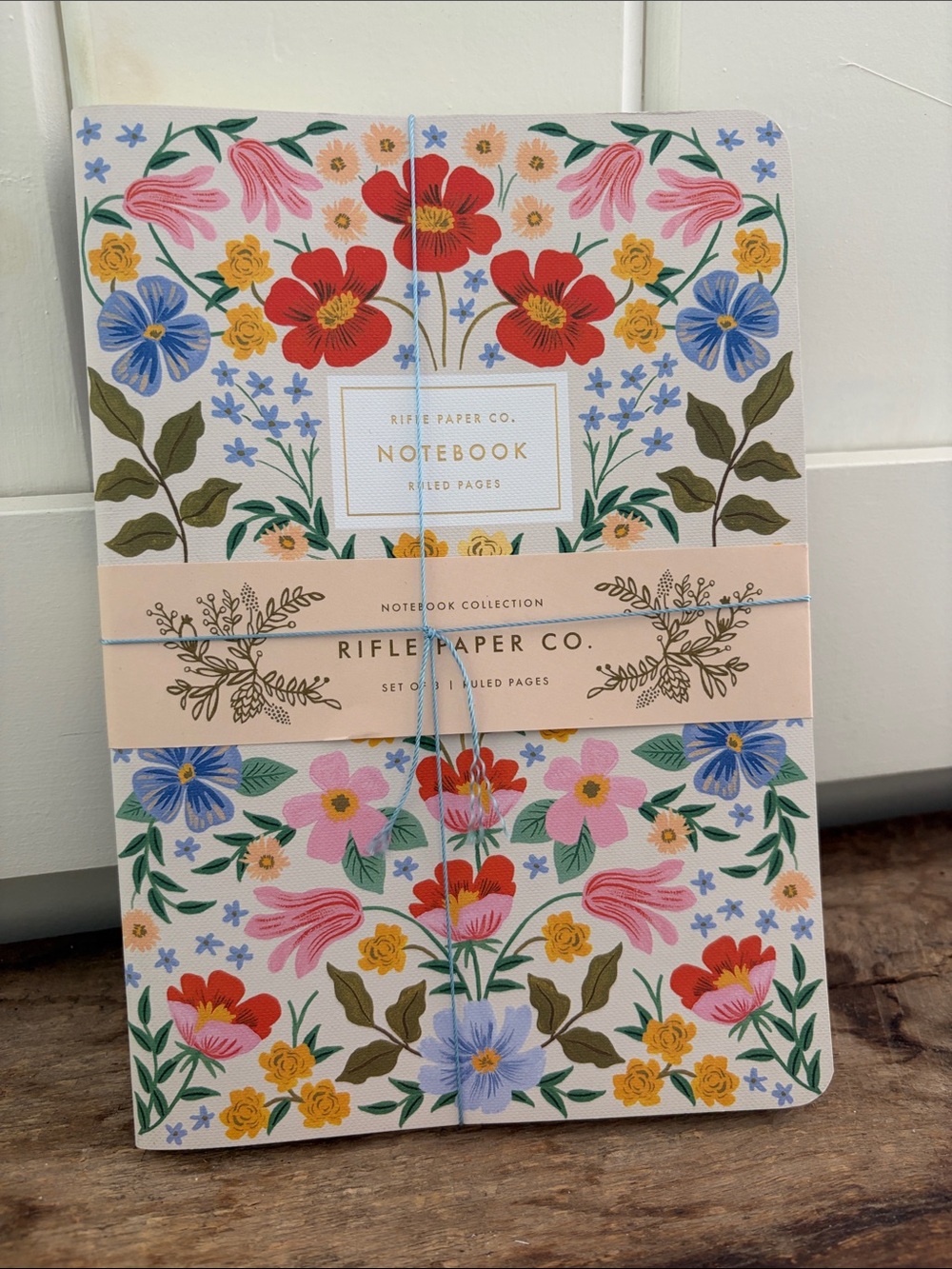 Rifle Paper Co. Floral Notebooks — Red, Blue, Pink, Yellow, Green-Set of 3